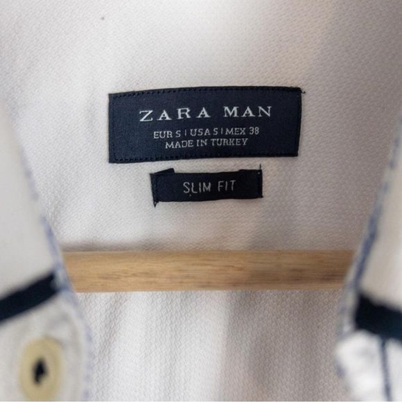 Zara Man White Slim Fit Long Sleeve Button Down Shirt - Size Small - Picture 4 of 10